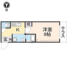 JR山陰本線 二条駅 徒歩4分の賃貸マンション 3階1Kの間取り