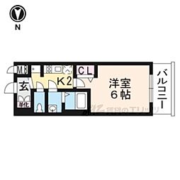 京都市営烏丸線 十条駅 徒歩5分の賃貸マンション 3階1Kの間取り