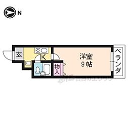 メロディーハイム松原 1Kの間取図画像