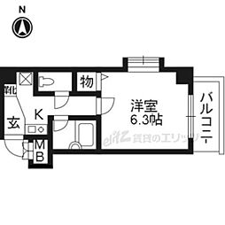 ベラジオ四条堀川 1Kの間取図画像