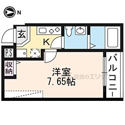 フラッティ千本下長者町 1Kの間取図画像