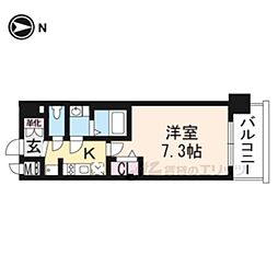 プレサンスTHEKYOTO流雅 1Kの間取図画像