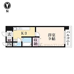 ハウスセゾン御所南 1Kの間取図画像