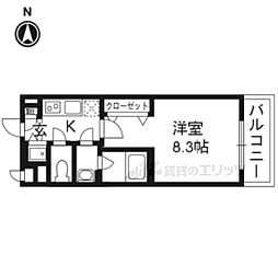 ベラジオ京都東山2 1Kの間取図画像