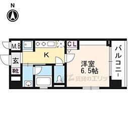ベラジオ京都七条ウエスト 1Kの間取図画像