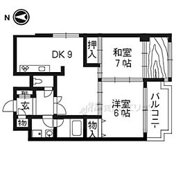 エイブル創久五条大宮 2LDKの間取図画像
