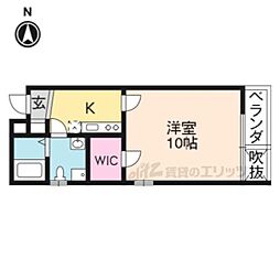 グランコスモ御所 1Kの間取図画像