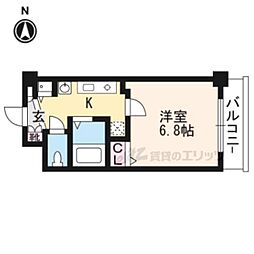 スワンズ京都大将軍 1Kの間取図画像