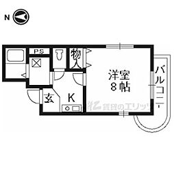 ビバ丸太町 1Kの間取図画像