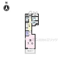 京都市下京区西七条御領町アパート 1Kの間取図画像