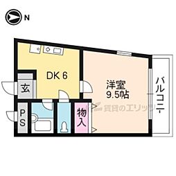 御室ガーデンハイツ 1DKの間取図画像