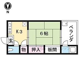 西野荘 1Kの間取図画像