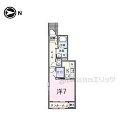 ペニーレイン 1Kの間取図画像
