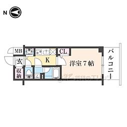 ベラジオ雅び京都七条ウエストII 1Kの間取図画像