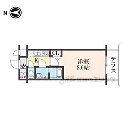 CREST TAPP京都太秦天神川dexII 1Kの間取図画像