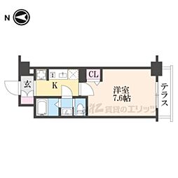 キンブリッジ京都千本丸太町 1Kの間取図画像