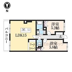 パインフィールド五条 2LDKの間取図画像