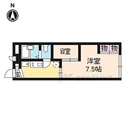 レオパレスナイズ紫竹 1Kの間取図画像