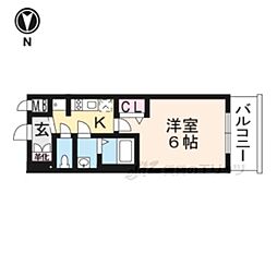 プレサンスTHEKYOTO粋都 1Kの間取図画像