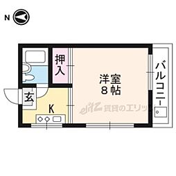 ふくながマンション 1Kの間取図画像