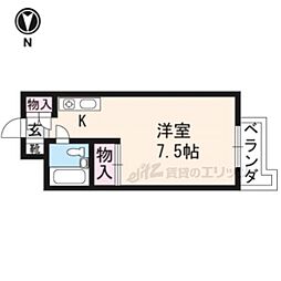 洛北館 1Kの間取図画像