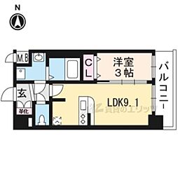 プレサンスTHEKYOTO澄華 1LDKの間取図画像