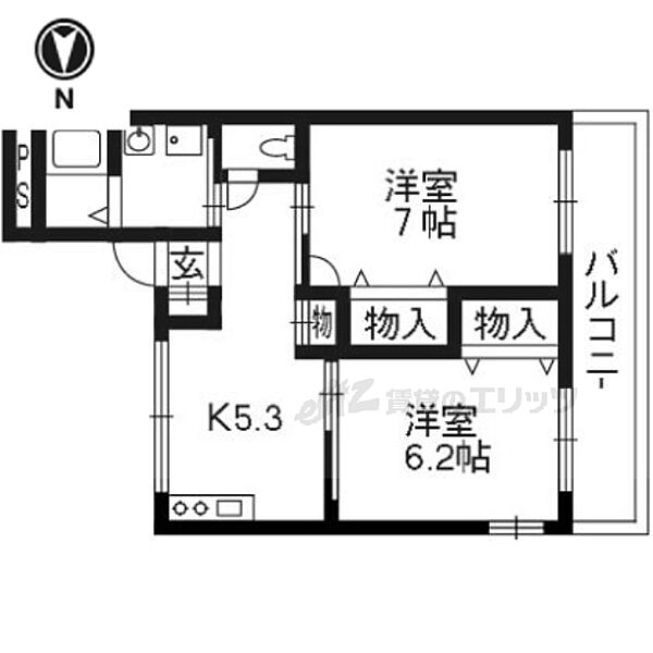 ｆａｍｉｌｌｅ北清 212｜京都府京都市中京区衣棚通二条下る上妙覚寺町(賃貸マンション2DK・2階・46.11㎡)の写真 その2