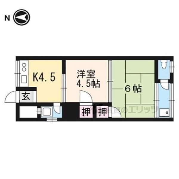 ハイツ白龍 1-D｜京都府京都市左京区一乗寺河原田町(賃貸マンション2K・1階・30.00㎡)の写真 その2