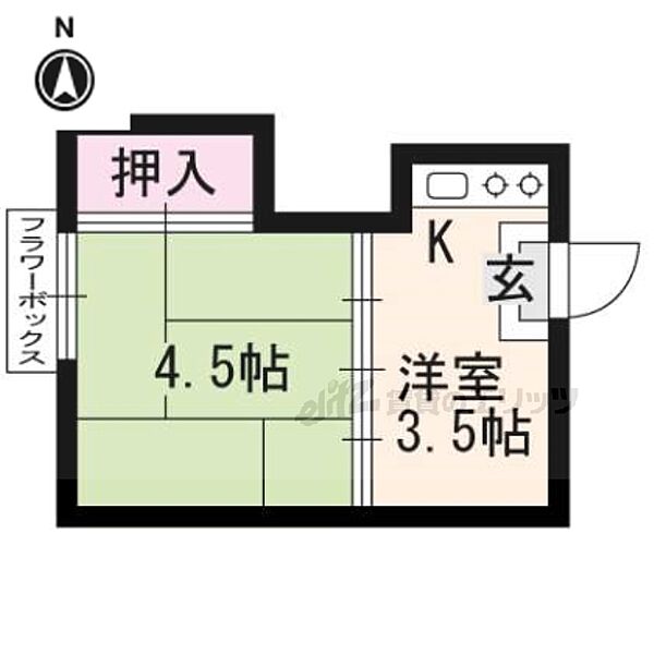 京都府京都市左京区一乗寺河原田町(賃貸アパート1K・2階・14.58㎡)の写真 その2