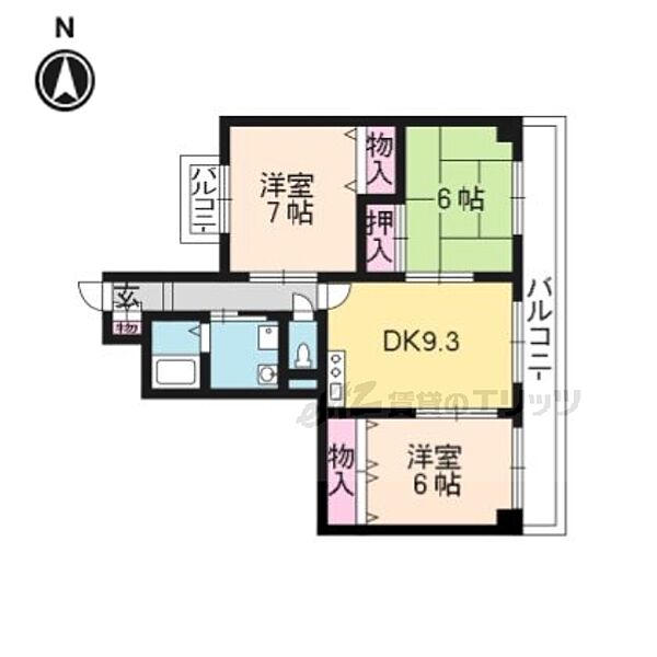 京都府京都市下京区西七条東御前田町(賃貸マンション3LDK・1階・65.91㎡)の写真 その2