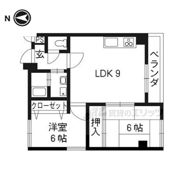 ボヌール北村 405｜京都府京都市東山区古門前通東大路西入古西町(賃貸マンション2DK・4階・42.12㎡)の写真 その2