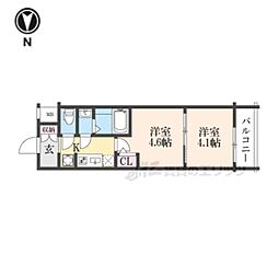 JR山陰本線 二条駅 徒歩15分の賃貸マンション 3階2Kの間取り