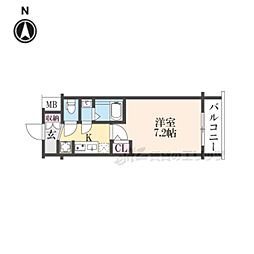 京都市上京区革堂前之町マンション 1Kの間取図画像