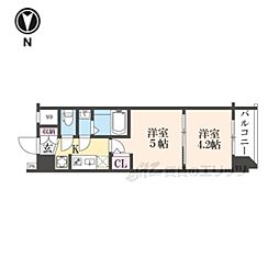 JR山陰本線 二条駅 徒歩15分の賃貸マンション 7階2Kの間取り