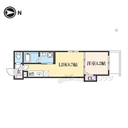 Ｆ　ａｓｅｃｉａ　Ｃａｎａｌｅ 3階1LDKの間取り