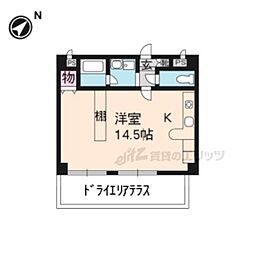 アビタシオン鴨川 地下1階ワンルームの間取り