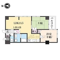 シンフォニー太子道 2DKの間取図画像