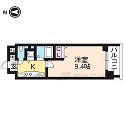 叡山電鉄叡山本線 元田中駅 徒歩5分の賃貸マンション 4階1Kの間取り