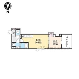 JR山陰本線 丹波口駅 徒歩5分の賃貸アパート 3階1LDKの間取り