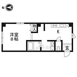 京阪本線 祇園四条駅 徒歩8分の賃貸マンション 3階1Kの間取り