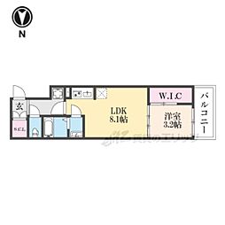 シエーナグランデ四条烏丸 5階1LDKの間取り