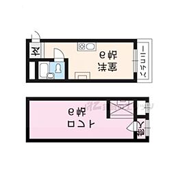 フォーブル西院 3階1Kの間取り