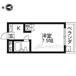 JR山陰本線 円町駅 徒歩5分の賃貸マンション 3階1Kの間取り