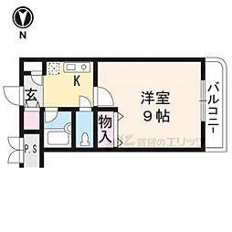 第十零八ビルレイ紫野 1Kの間取図画像