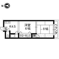 八文字屋ビル 2Kの間取図画像