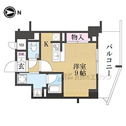 京都市上京区今出川通室町西入堀出シ町マンション ワンルームの間取図画像