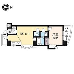 ヴィラヤマカワ 1DKの間取図画像