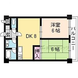 ライオンズマンション堀川 2DKの間取図画像