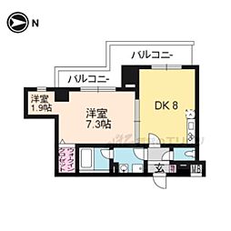 クリスタルグランツ京都御所西 1DKの間取図画像