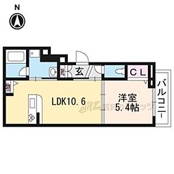 ラフィーネ下鴨 1LDKの間取図画像